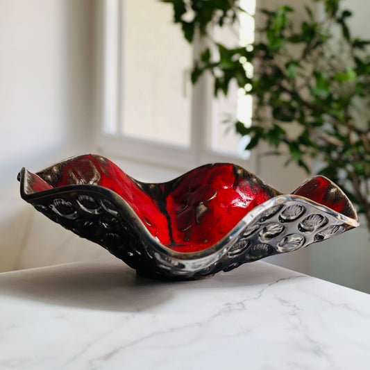 Decorative-Large-Sized-Rich-Red-Ceramic-Bowl-Tree-Ant-Beetle-Texture-Top-View-Inside